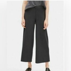 Eileen Fisher Khaki Wide-Leg Beachy Crop Cargo Lagenlook Linen Blend Pants XL